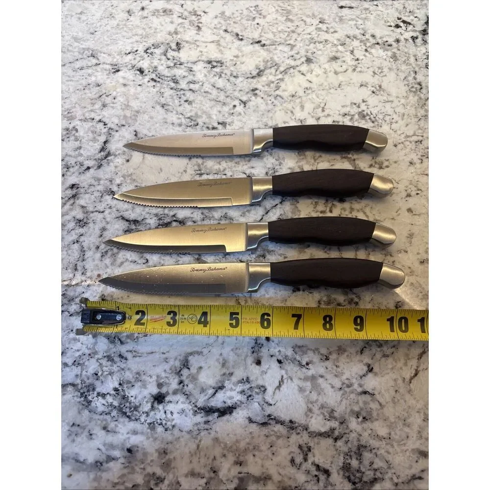 Tommy Bahama Stainless‎ Steel and wood Set Of 4  Steakhouse Knife Fishing Beach